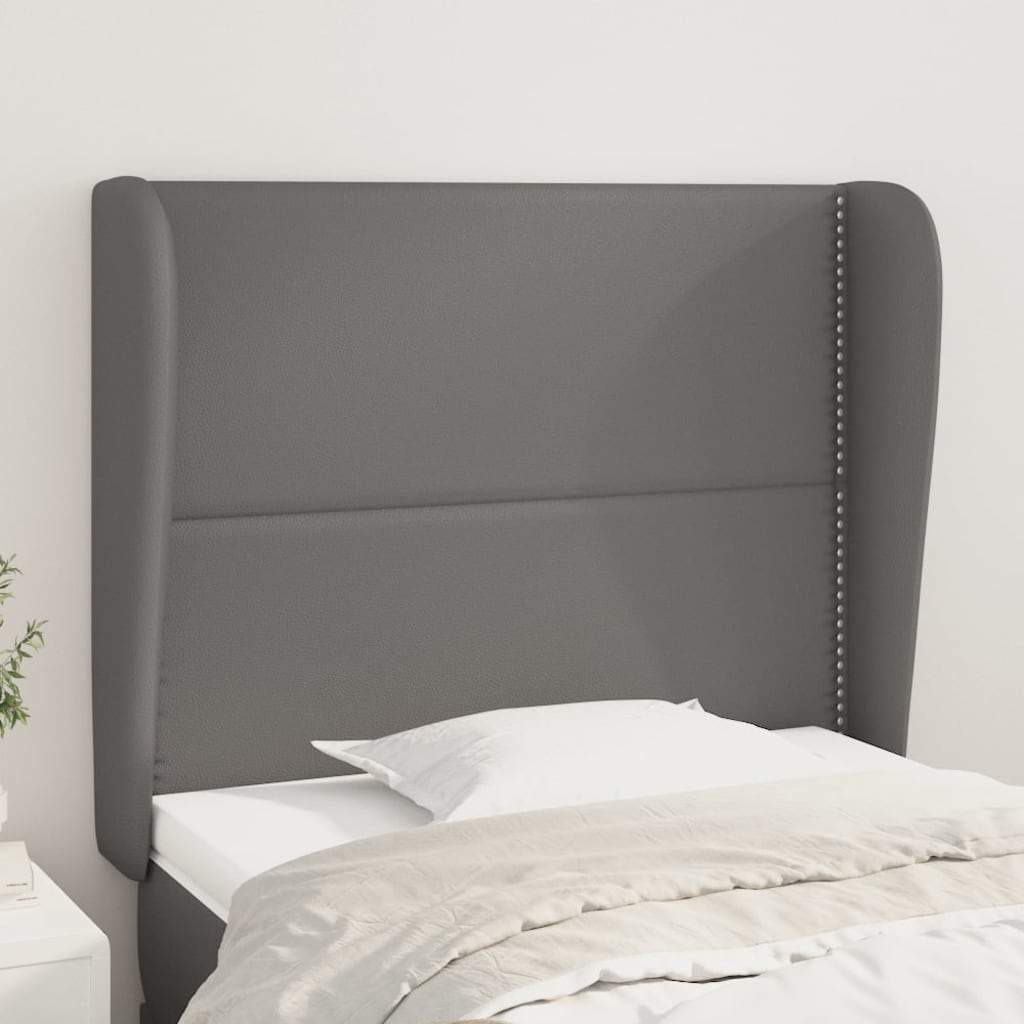vidaXL Tête de lit à oreilles Gris 103x23x118/128 cm Similicuir