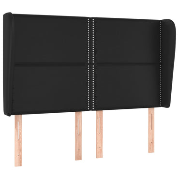 vidaXL Kopfteil mit Ohren Schwarz 147x23x118/128 cm Kunstleder