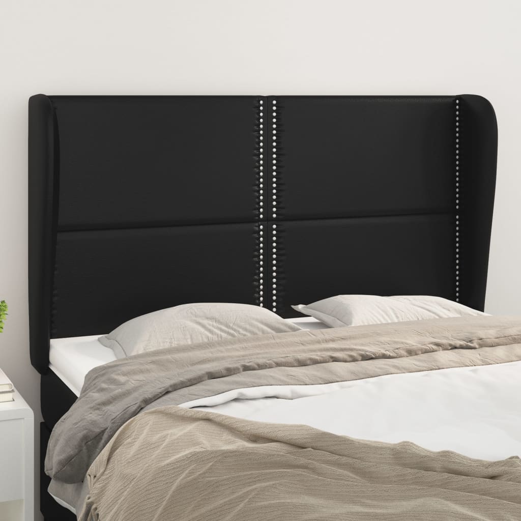 vidaXL Tête de lit à oreilles Noir 147x23x118/128 cm Similicuir