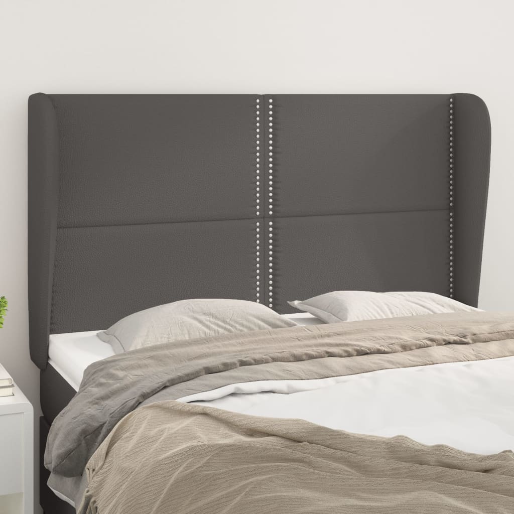 vidaXL Tête de lit à oreilles Gris 147x23x118/128 cm Similicuir