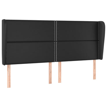 vidaXL Kopfteil mit Ohren Schwarz 183x23x118/128 cm Kunstleder