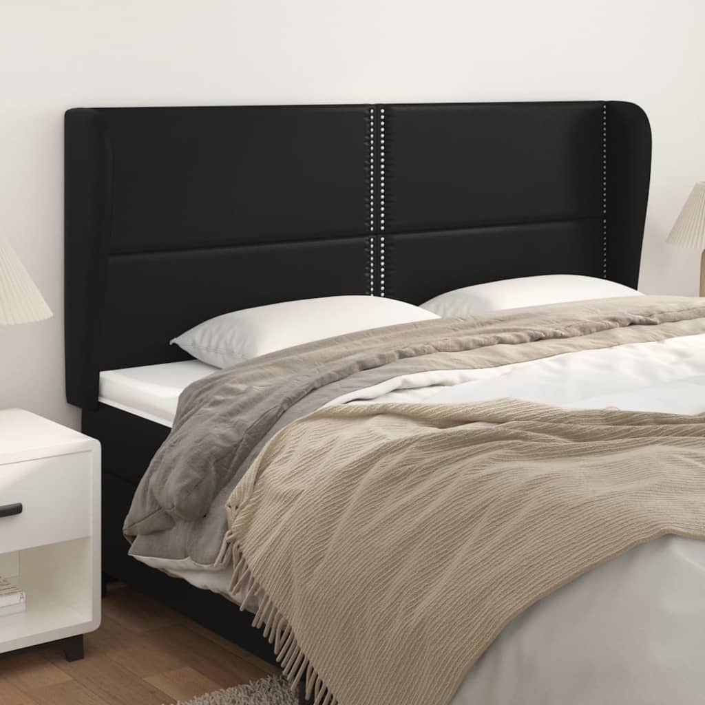 vidaXL Tête de lit à oreilles Noir 183x23x118/128 cm Similicuir