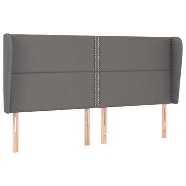 vidaXL Kopfteil mit Ohren Grau 183x23x118/128 cm Kunstleder
