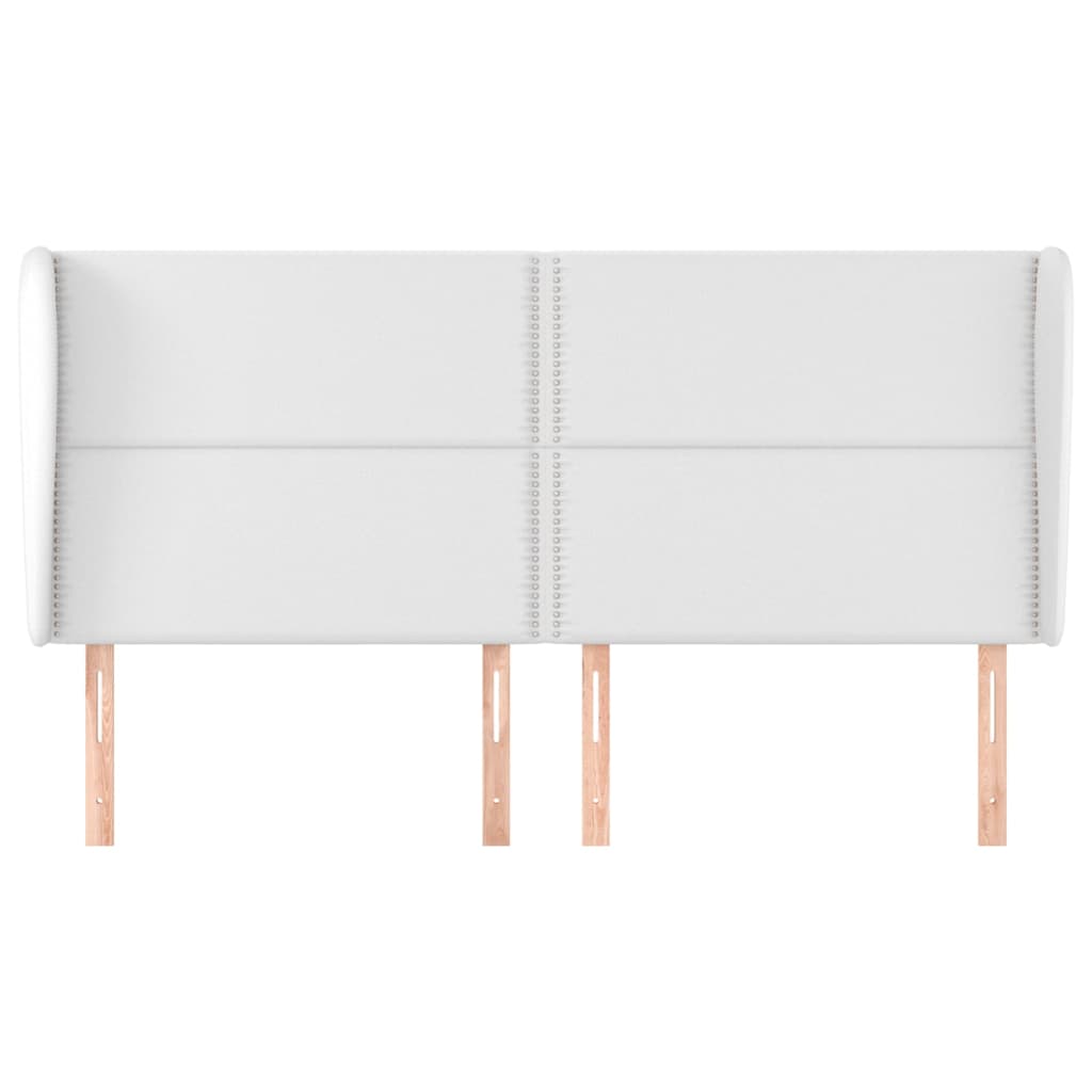 vidaXL Kopfteil mit Ohren Weiß 203x23x118/128 cm Kunstleder
