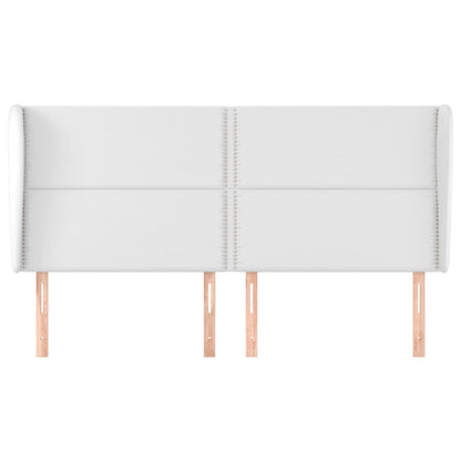 vidaXL Kopfteil mit Ohren Weiß 203x23x118/128 cm Kunstleder