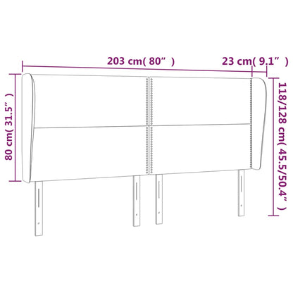 vidaXL Kopfteil mit Ohren Weiß 203x23x118/128 cm Kunstleder