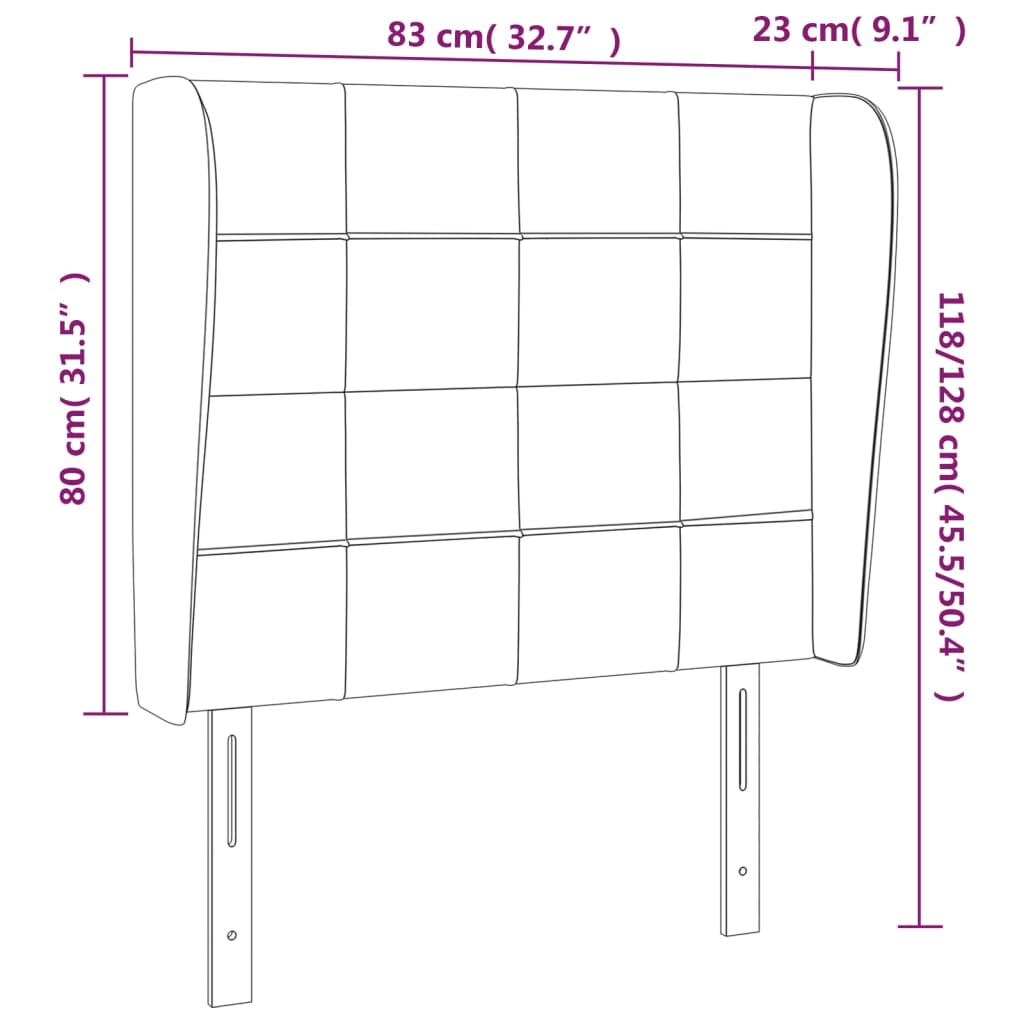 vidaXL Tête de lit avec oreilles gris clair 83x23x118/128 cm Tissu
