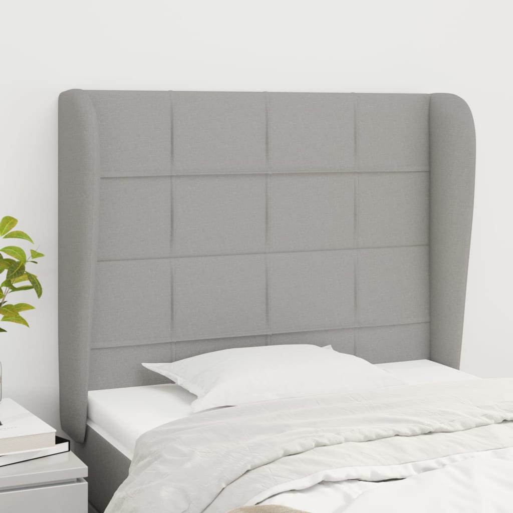 vidaXL Tête de lit avec oreilles Gris clair 93x23x118/128 cm Tissu