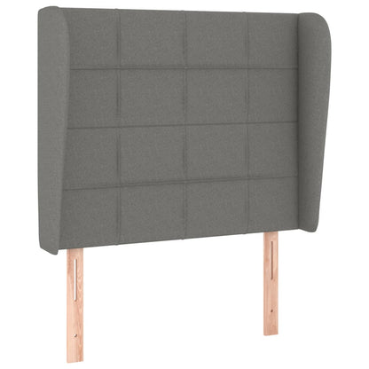 vidaXL Tête de lit à oreilles Gris foncé 93x23x118/128 cm Tissu