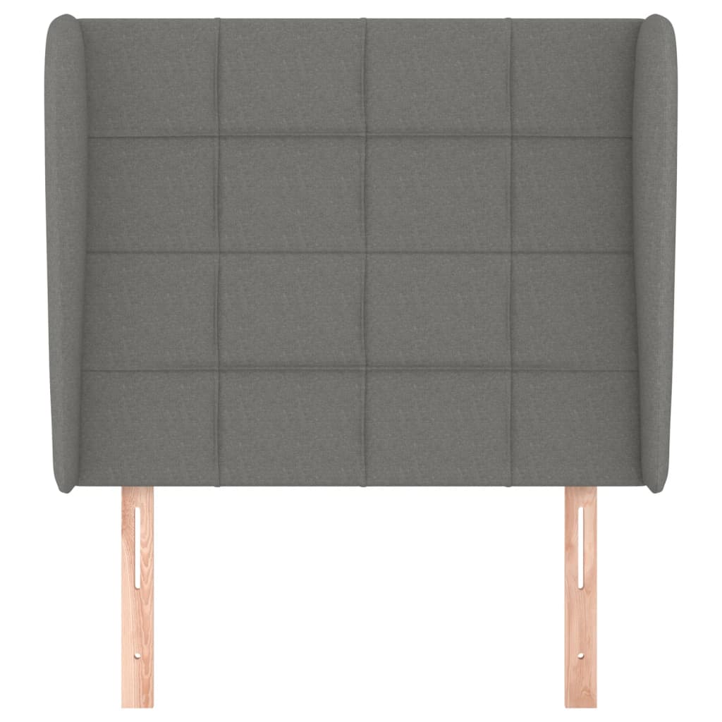 vidaXL Tête de lit à oreilles Gris foncé 93x23x118/128 cm Tissu