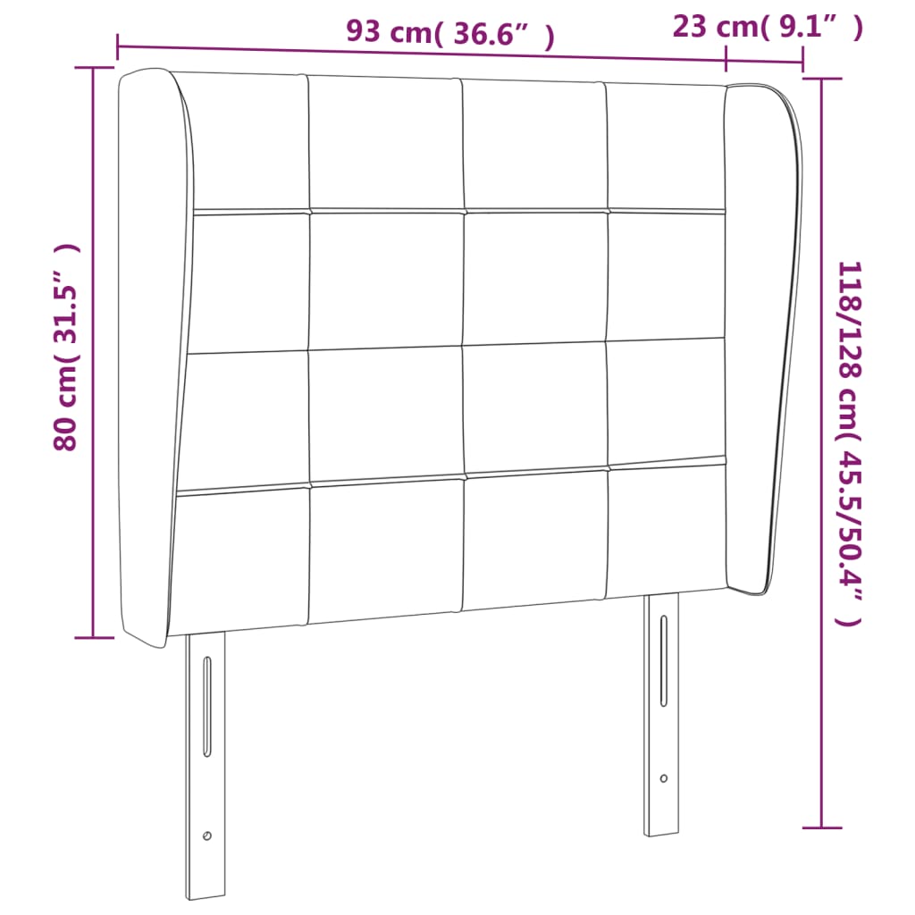 vidaXL Tête de lit à oreilles Gris foncé 93x23x118/128 cm Tissu