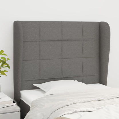 vidaXL Tête de lit à oreilles Gris foncé 93x23x118/128 cm Tissu