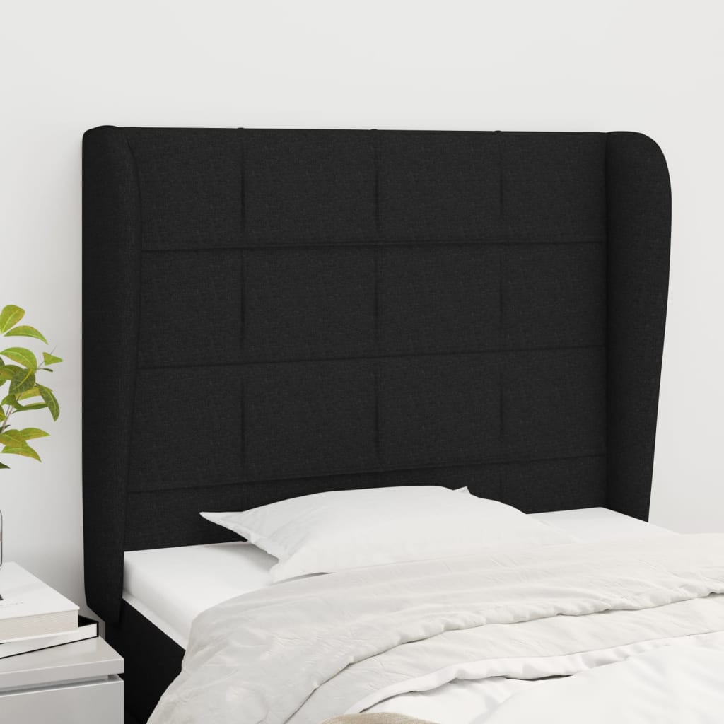 vidaXL Tête de lit avec oreilles Noir 93x23x118/128 cm Tissu