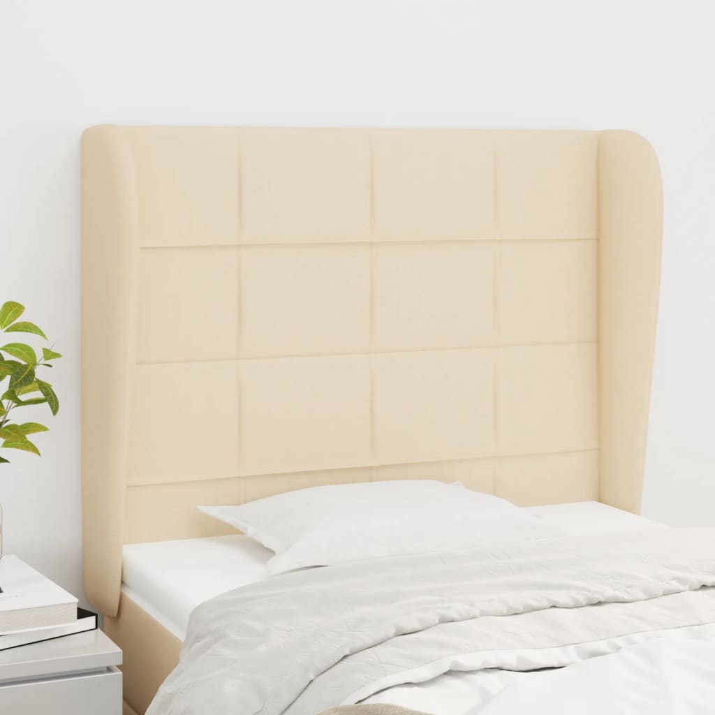 vidaXL Tête de lit à oreilles Crème 93x23x118/128 cm Tissu