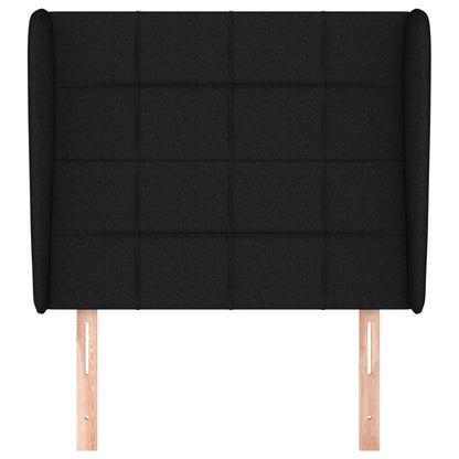 vidaXL Kopfteil mit Ohren Schwarz 103x23x118/128 cm Stoff
