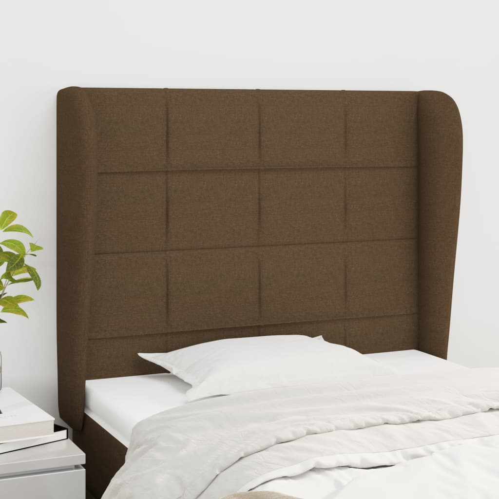 vidaXL Kopfteil mit Ohren Dunkelbraun 103x23x118/128 cm Stoff