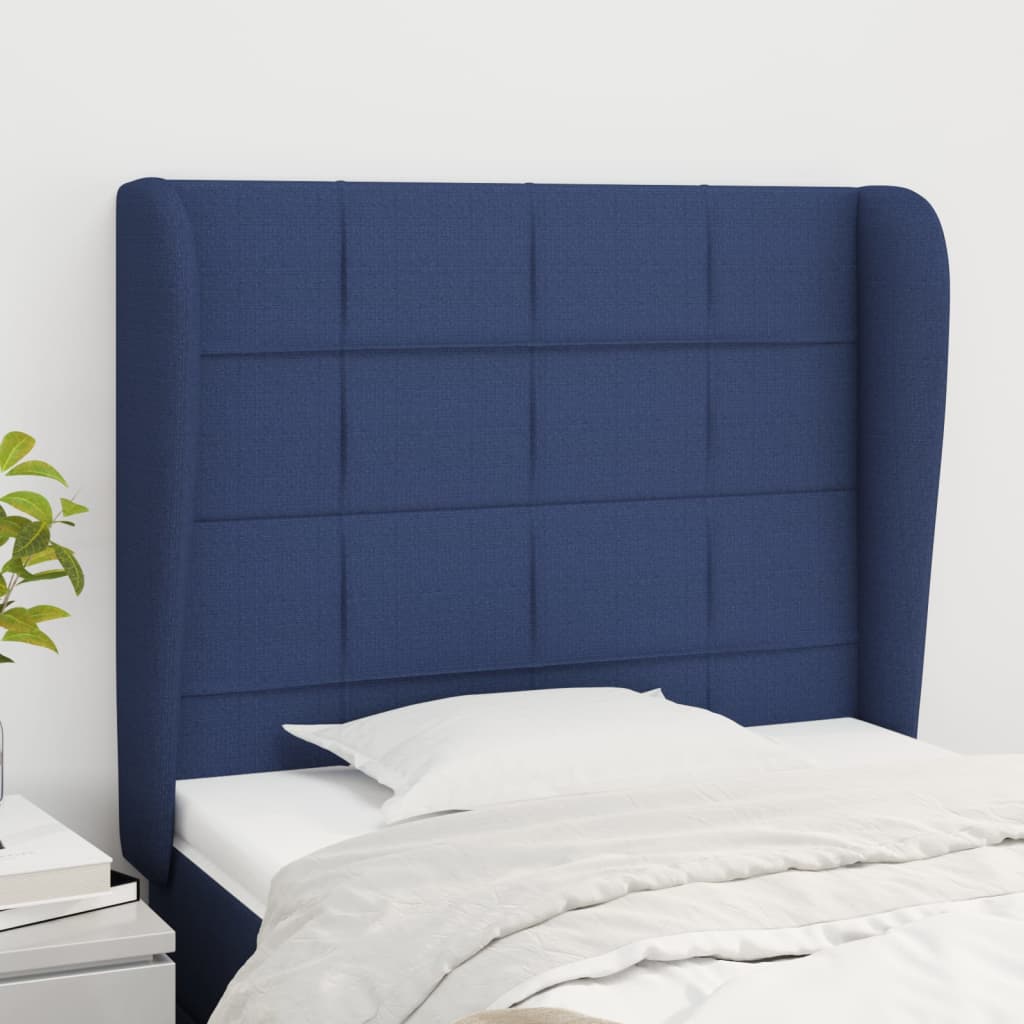 vidaXL Kopfteil mit Ohren Blau 103x23x118/128 cm Stoff