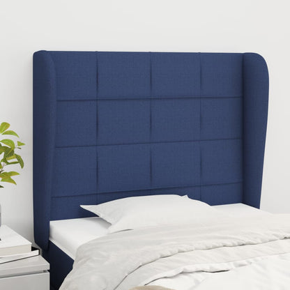 vidaXL Kopfteil mit Ohren Blau 103x23x118/128 cm Stoff