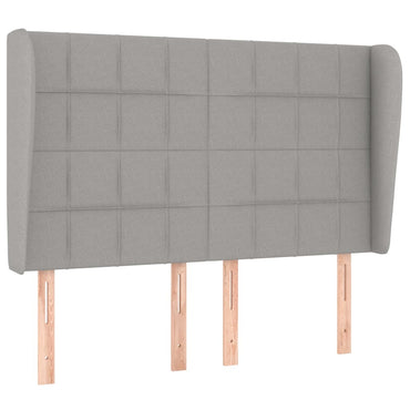 vidaXL Tête de lit à oreilles Gris clair 147x23x118/128 cm Tissu