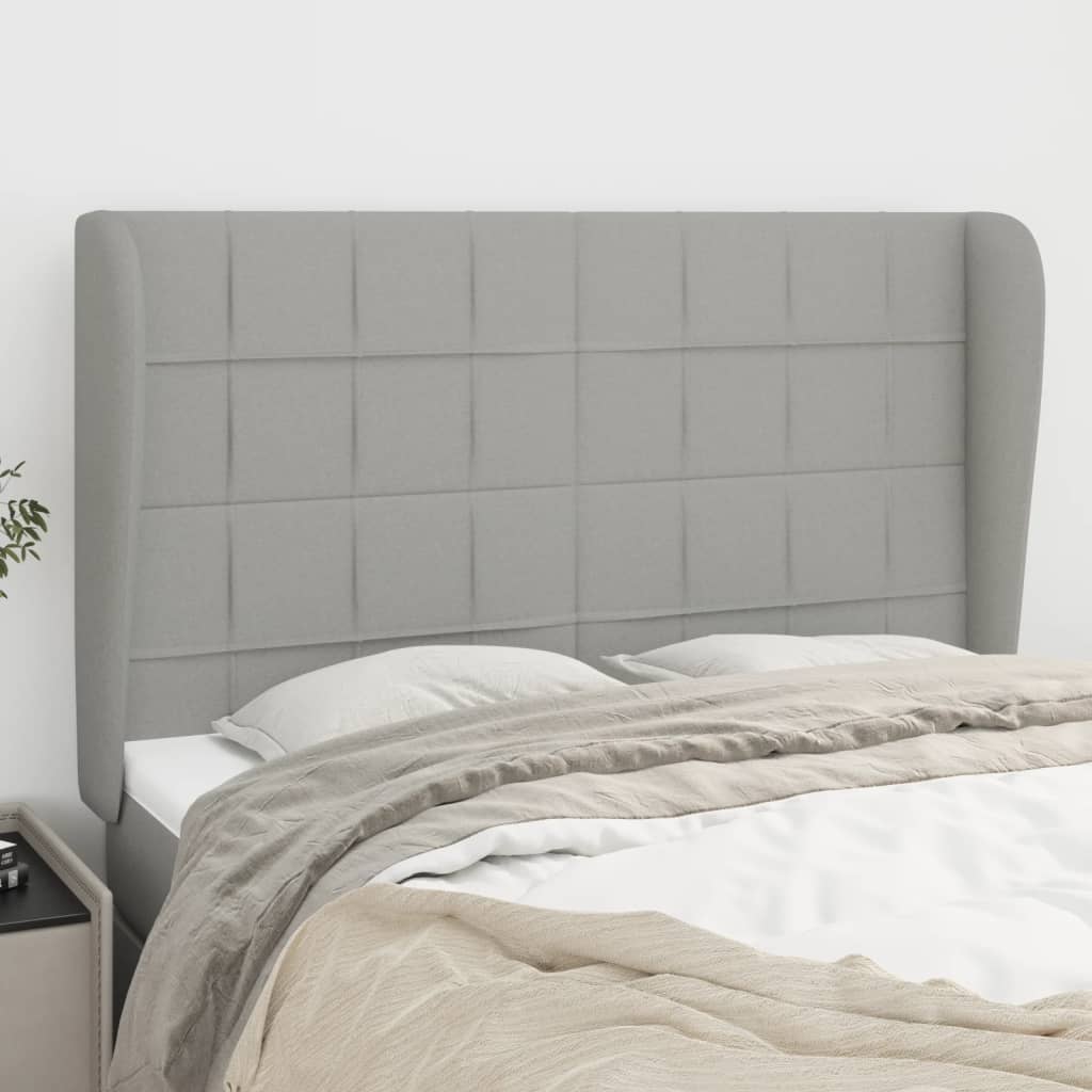 vidaXL Kopfteil mit Ohren Hellgrau 147x23x118/128 cm Stoff