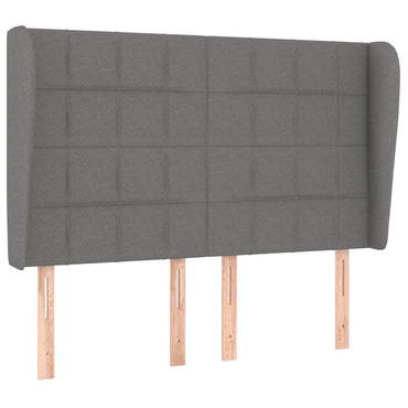 vidaXL Tête de lit à oreilles Gris foncé 147x23x118/128 cm Tissu