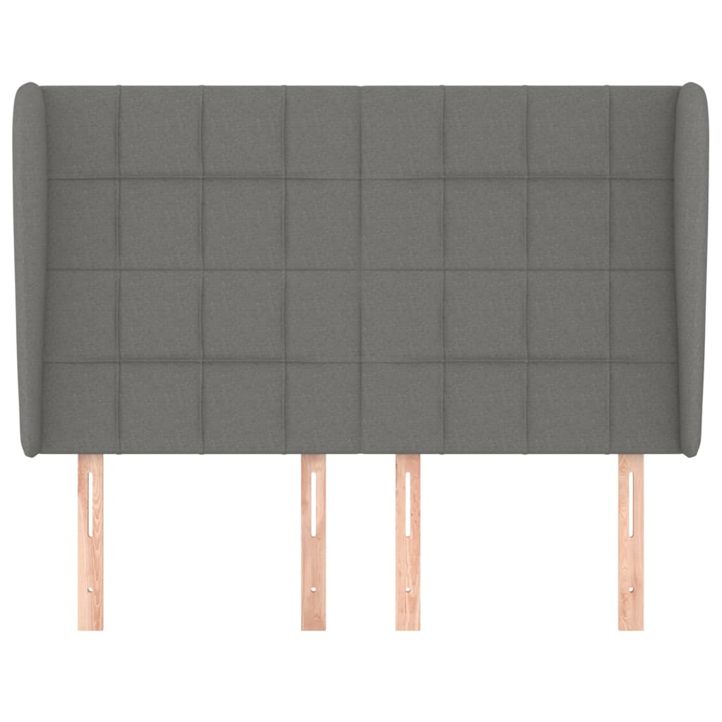vidaXL Kopfteil mit Ohren Dunkelgrau 147x23x118/128 cm Stoff