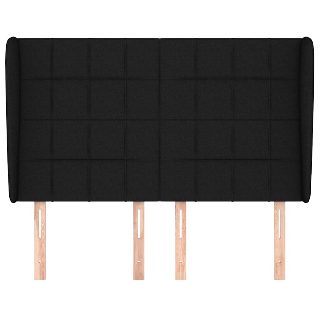 vidaXL Kopfteil mit Ohren Schwarz 147x23x118/128 cm Stoff