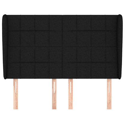 vidaXL Kopfteil mit Ohren Schwarz 147x23x118/128 cm Stoff