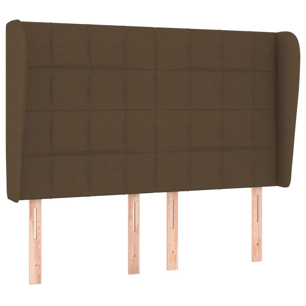 vidaXL Kopfteil mit Ohren Dunkelbraun 147x23x118/128 cm Stoff