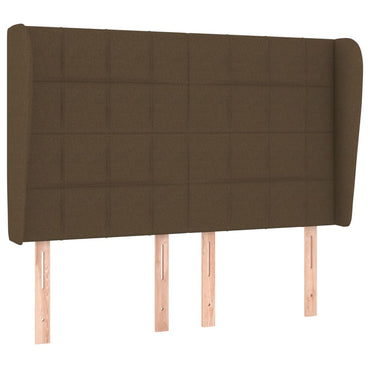 vidaXL Tête de lit à oreilles Marron foncé 147x23x118/128 cm Tissu