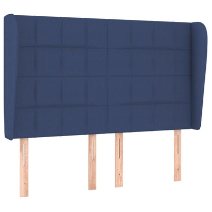 vidaXL Kopfteil mit Ohren Blau 147x23x118/128 cm Stoff