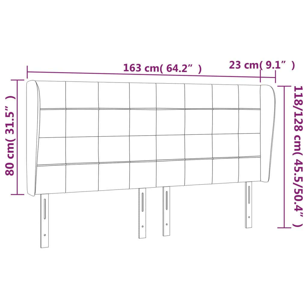 vidaXL Kopfteil mit Ohren Hellgrau 163x23x118/128 cm Stoff