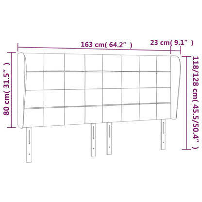 vidaXL Kopfteil mit Ohren Hellgrau 163x23x118/128 cm Stoff