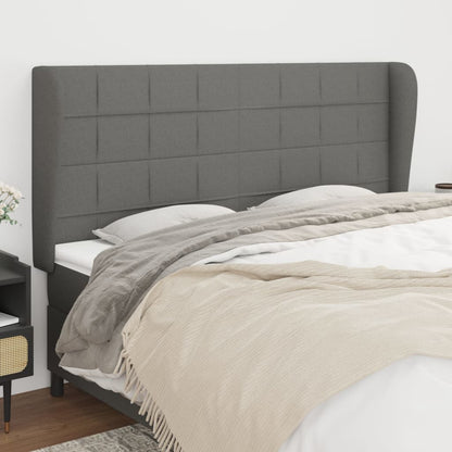 vidaXL Kopfteil mit Ohren Dunkelgrau 163x23x118/128 cm Stoff