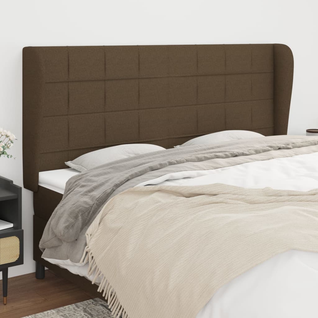 vidaXL Kopfteil mit Ohren Dunkelbraun 163x23x118/128 cm Stoff