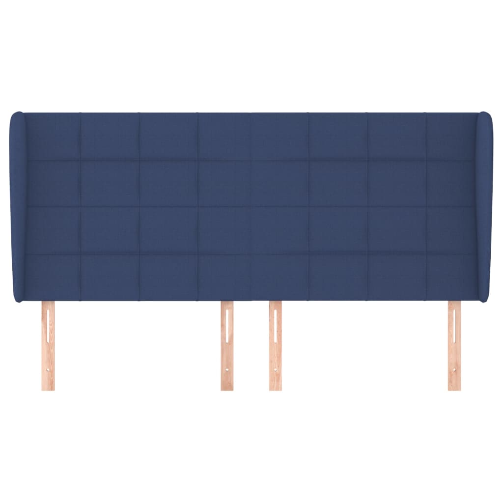 vidaXL Kopfteil mit Ohren Blau 163x23x118/128 cm Stoff