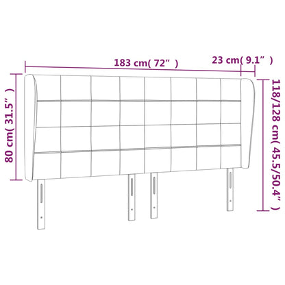 vidaXL Kopfteil mit Ohren Dunkelgrau 183x23x118/128 cm Stoff