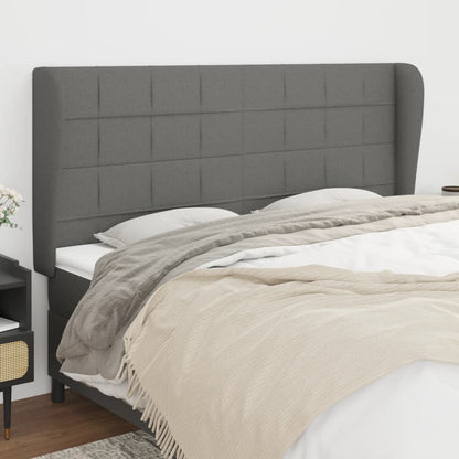 vidaXL Kopfteil mit Ohren Dunkelgrau 183x23x118/128 cm Stoff