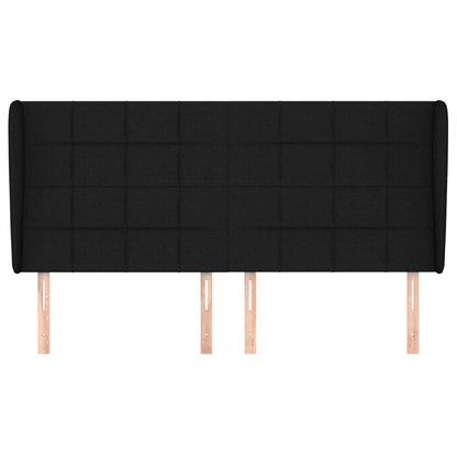 vidaXL Kopfteil mit Ohren Schwarz 183x23x118/128 cm Stoff
