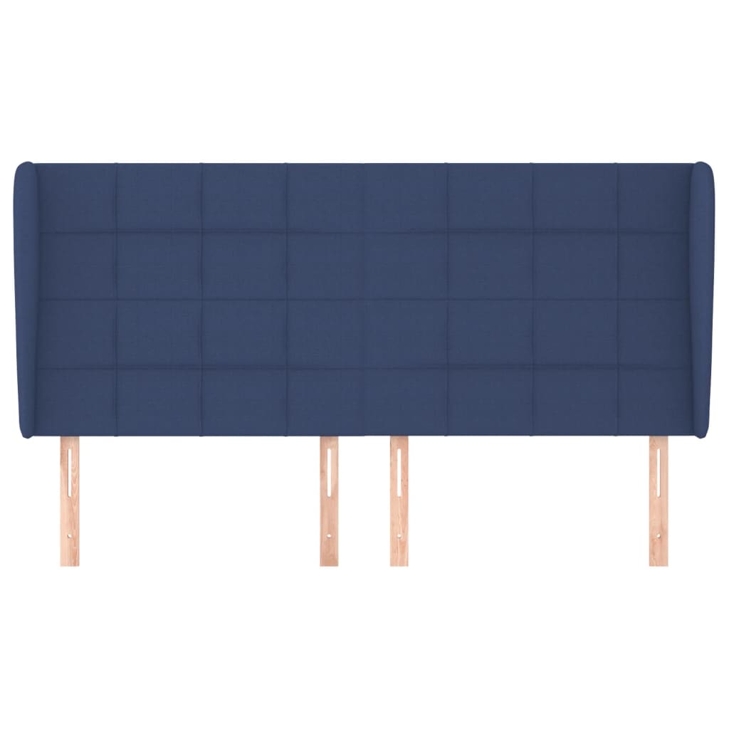 vidaXL Kopfteil mit Ohren Blau 183x23x118/128 cm Stoff
