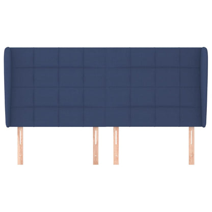 vidaXL Kopfteil mit Ohren Blau 183x23x118/128 cm Stoff
