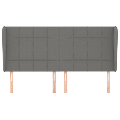 vidaXL Kopfteil mit Ohren Dunkelgrau 203x23x118/128 cm Stoff