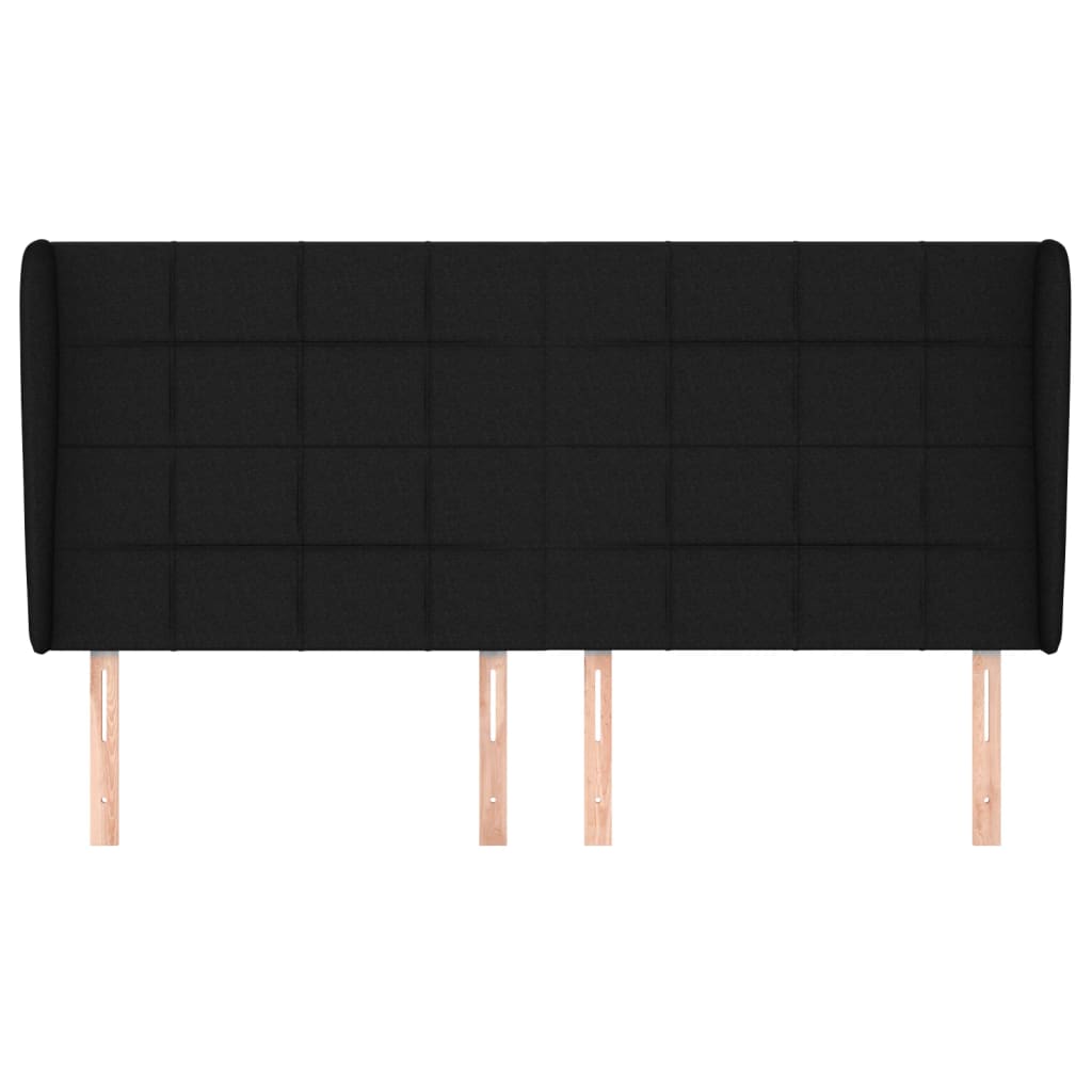 vidaXL Kopfteil mit Ohren Schwarz 203x23x118/128 cm Stoff