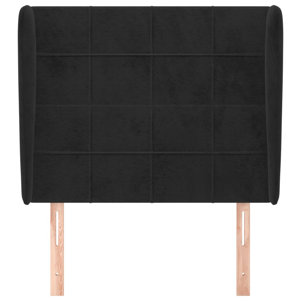 vidaXL Kopfteil mit Ohren Schwarz 83x23x118/128 cm Samt