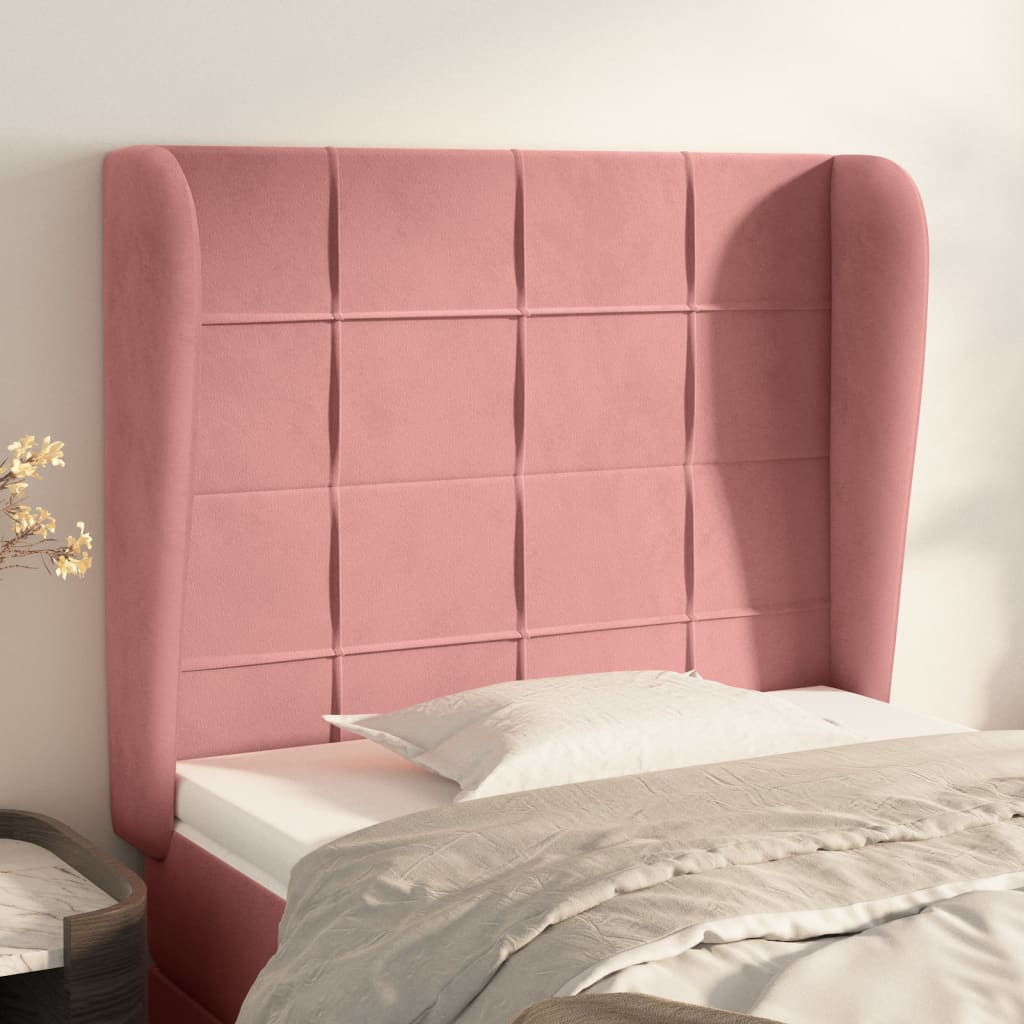 vidaXL Kopfteil mit Ohren Rosa 83x23x118/128 cm Samt