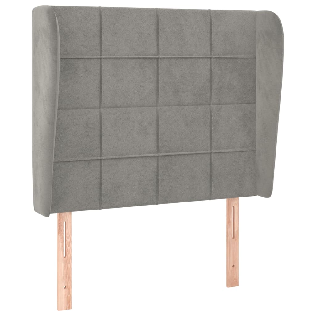 vidaXL Kopfteil mit Ohren Hellgrau 93x23x118/128 cm Samt