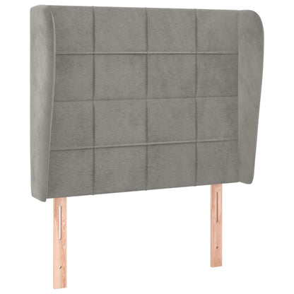 vidaXL Kopfteil mit Ohren Hellgrau 93x23x118/128 cm Samt