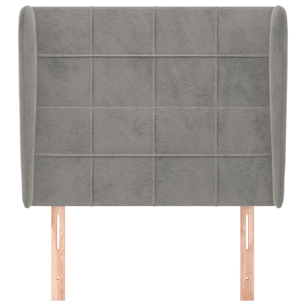 vidaXL Kopfteil mit Ohren Hellgrau 93x23x118/128 cm Samt