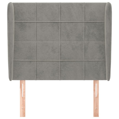 vidaXL Kopfteil mit Ohren Hellgrau 93x23x118/128 cm Samt