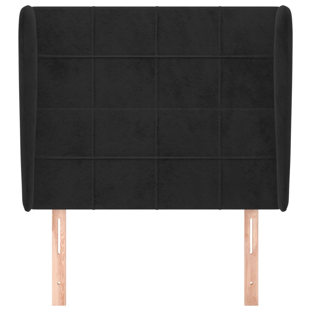 vidaXL Kopfteil mit Ohren Schwarz 93x23x118/128 cm Samt